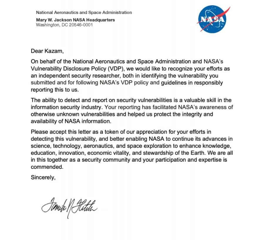 Brasileiro descobre falhas críticas na NASA e recebe carta de reconhecimento da agência - Imagem do artigo original